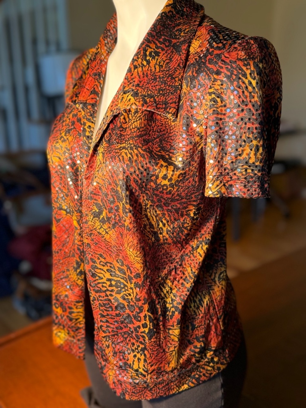 Vintage Y2K Indie Sleaze Sequin Open Front Blazer Top S/M - Picture 4 of 12